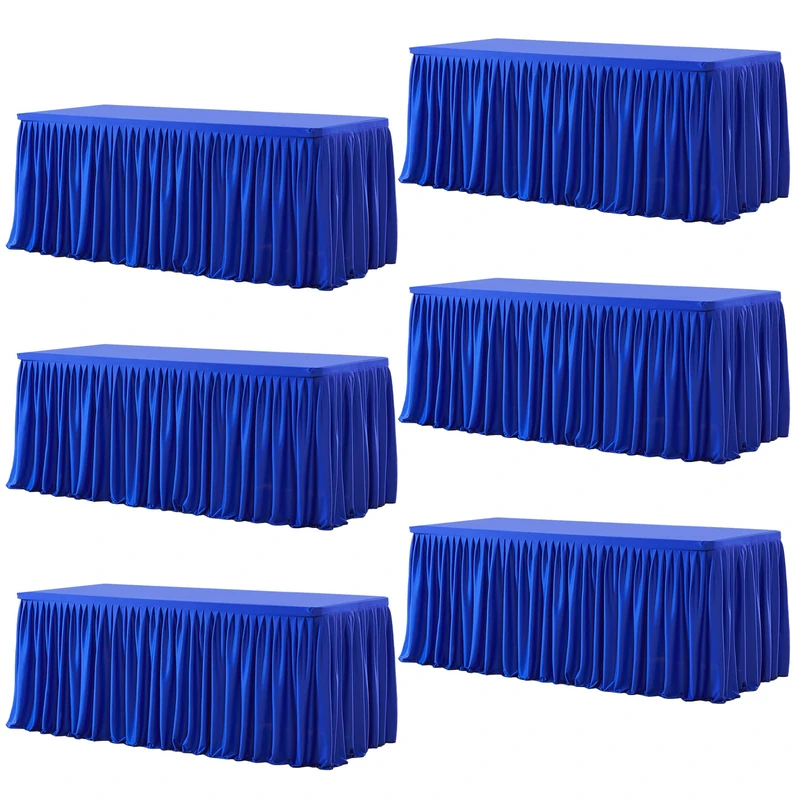 6 Pack Royal Blue Rectangle Table Clothes for 6 Foot Tables, Polyester Fitted Tablecloth 6ft Stretch Table Cover for Wedding, Birthday, Parties, Trade Show, Craft Show (Royal Blue, 6FT | 6 Pack)