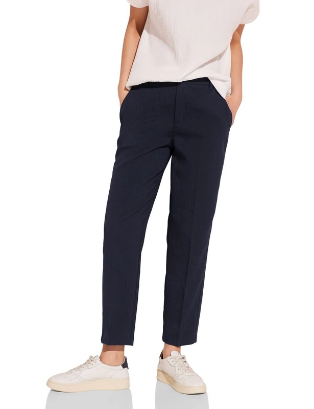 Street One Women's A377587 Trousers with Stretch Content, Deep Blue, 40W x 28L