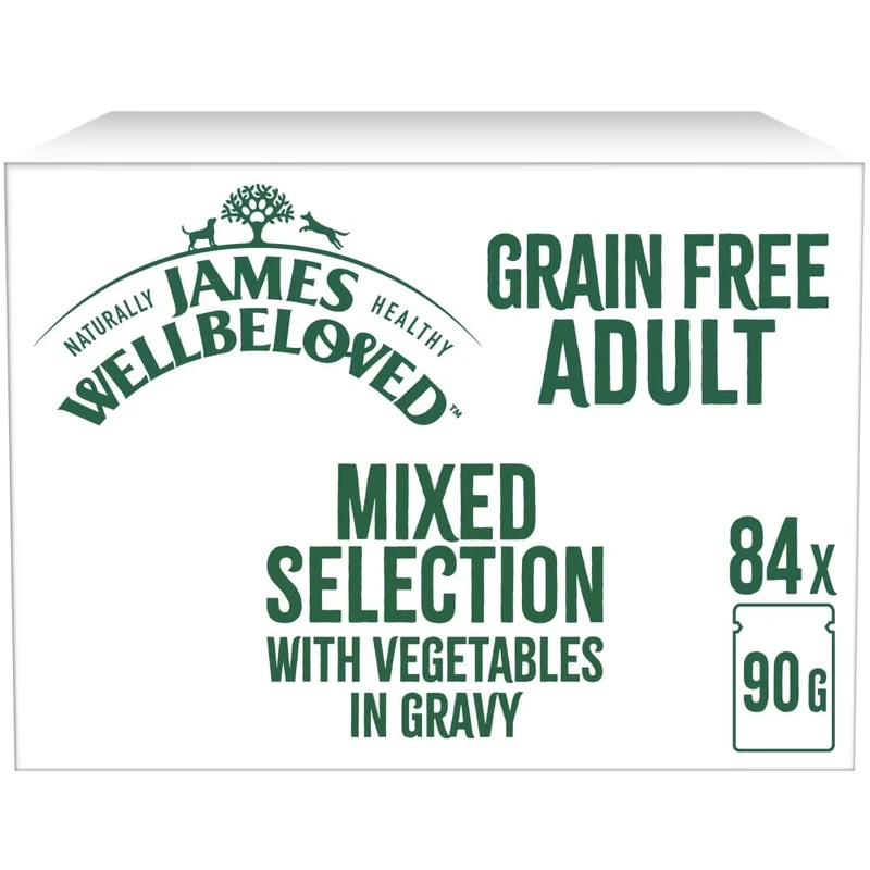 James Wellbeloved Grain Free Adult Dog Food Mixed Selection in Gravy Pouch 84 x 90 g