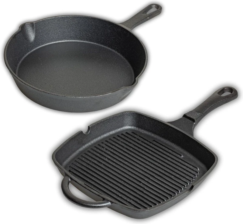 Blackwell Cast Iron Grill Pan & Frying Pan Black