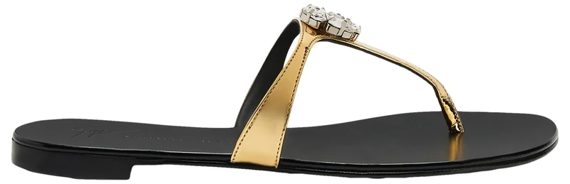 Giuseppe Zanotti, Brionne Flats, 3, Gold Fabric
