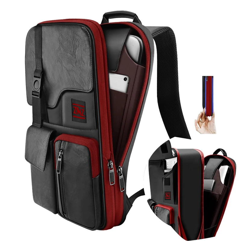 ZINZ Expandable Laptop Backpack 15 15.6 16 Inch,Black&Red