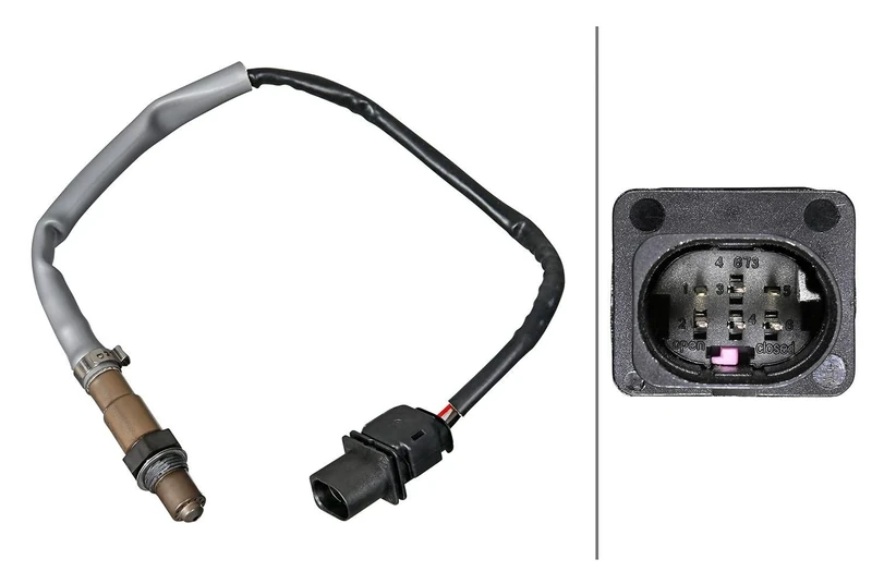 HELLA 6PA 358 221-531 Oxygen sensor - 6-pin connector - Cable: 445mm