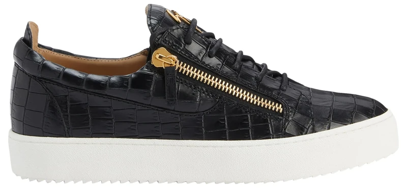 Giuseppe Zanotti, Frankie Low Top Sneakers, 12, Black Leather