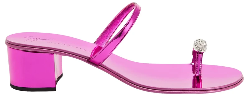 Giuseppe Zanotti Ring 40 Flats - Fuchsia Mirror Fabric - Image 1