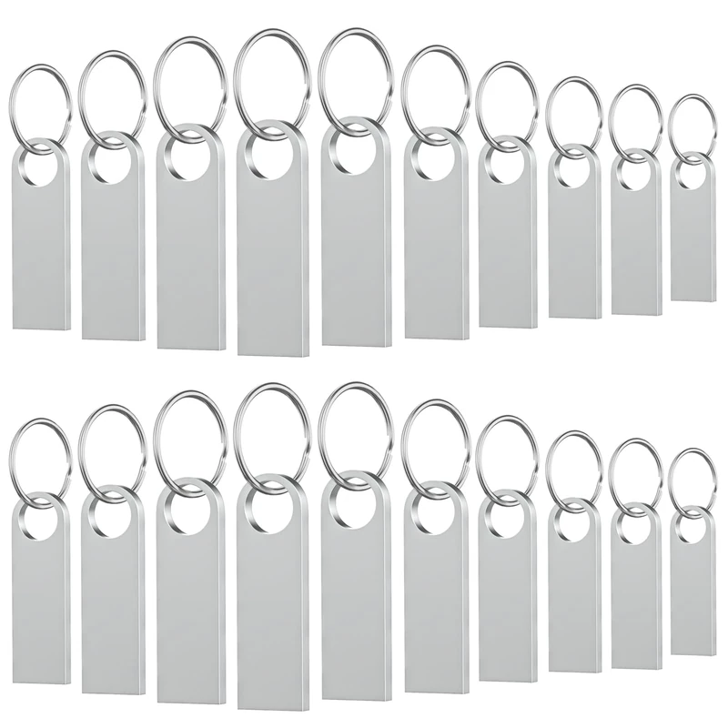 Wooolken 20 Pack 16GB USB Stick with Keychains, Sleek Metal USB 2.0 Thumb Drives Memory Stick for PC Laptop Computer