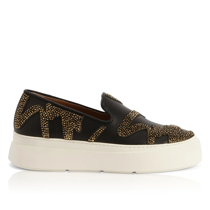 Giuseppe Zanotti, GZ Mike Sign Loafers, 9, Black Leather