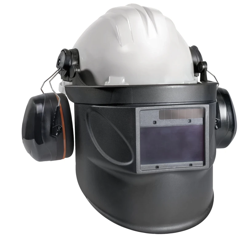 GYS - 080607 - GYS Hard Hat with Earmuffs & Welding Protection - Construction Helmet with Hearing Protections.