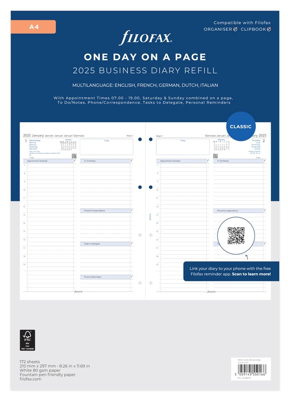 A4 Business day per page 5 language appointments 2025