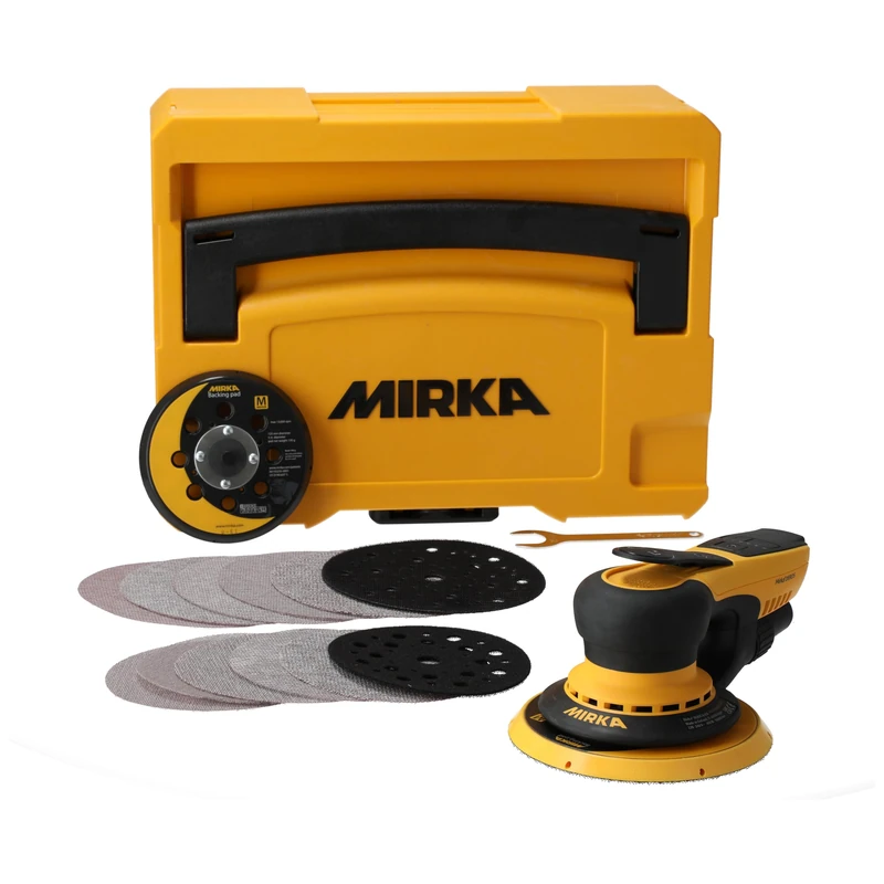Mirka DEROS II 5650 Orbital Sander with Suction in a Transport Box for Velcro Abrasives 125 & 150 mm / 5 mm Eccentricity Orbital Sander for Dustless Sanding / MID5650404CA