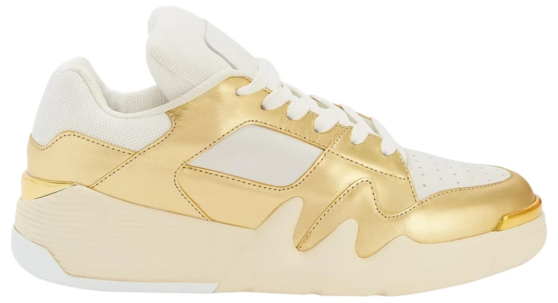 Giuseppe Zanotti, Talon Low Top Sneakers, 14, White/Gold