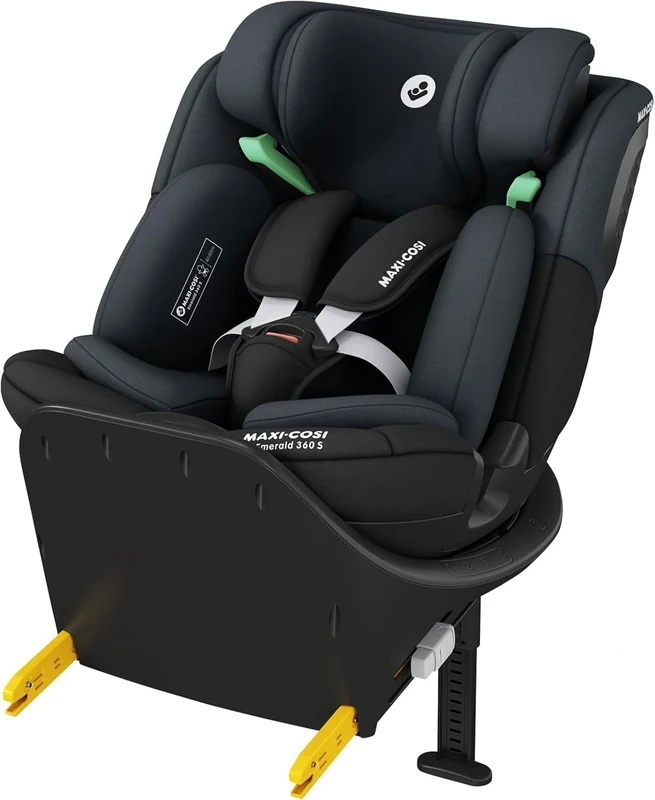 Maxi-COSI Emerald S i-Size, 360 Swivel Baby car seat, 0-12 Years 40-150cm, Group 0+123 car seat, Isofix 0-36 kg car seat, Rearfacing, 4 Recline Positions, G-Cell Side Impact Protection, Tonal Black