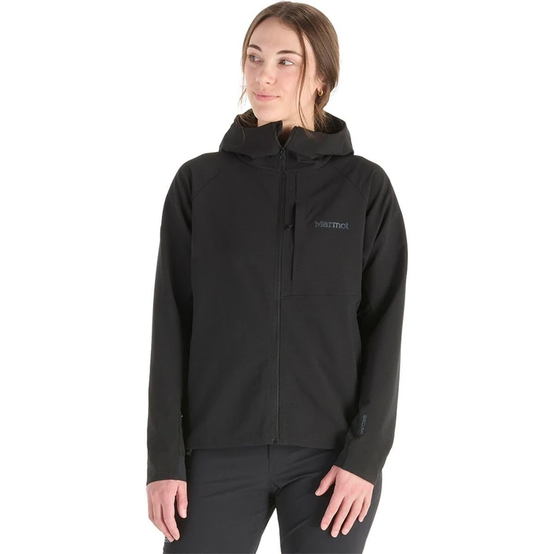 Marmot Women's Pinnacle DriClme Hoody, Warm Fleece Jacket, Full Zip Jacket, Breathable, Stretchy, Wind Resistant Body Warmer, packable, ideal for hiking, Black, L