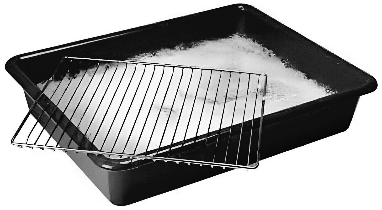 Optimal Products Large Oven Rack & Grill Soaking Cleaning Tray Industrial Grade Polypropylene 55 x 40 cm UK (Black)