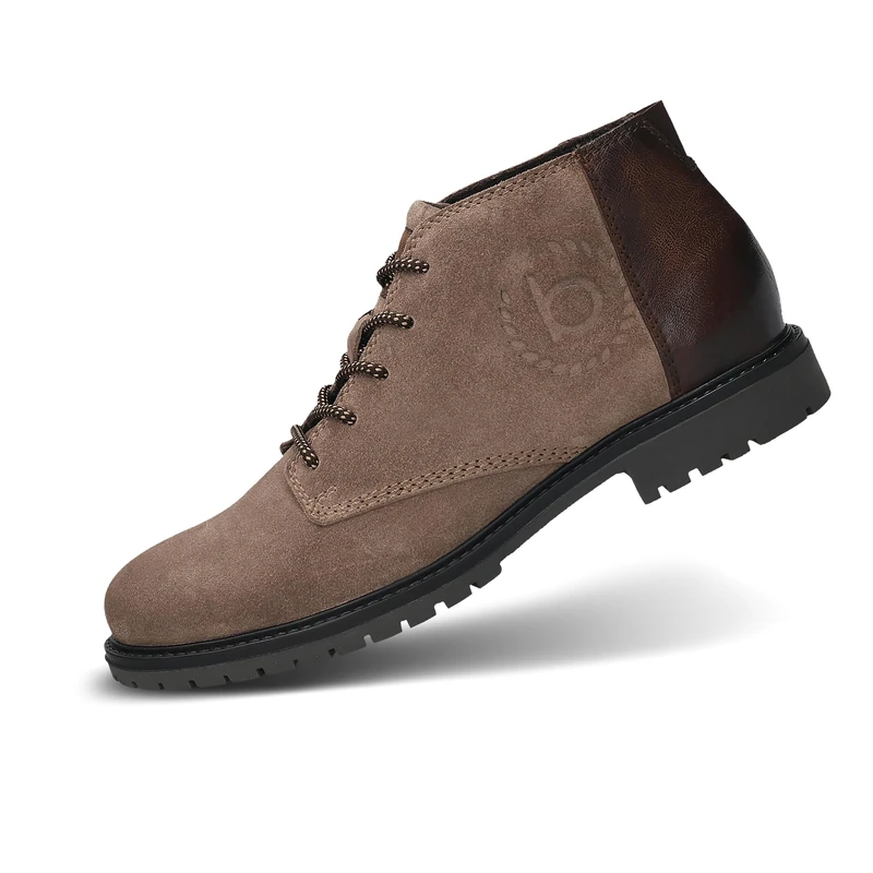 bugatti Mens Distressed Boots with Soft Footbed Padding, Taupe dark brown, 8 UK