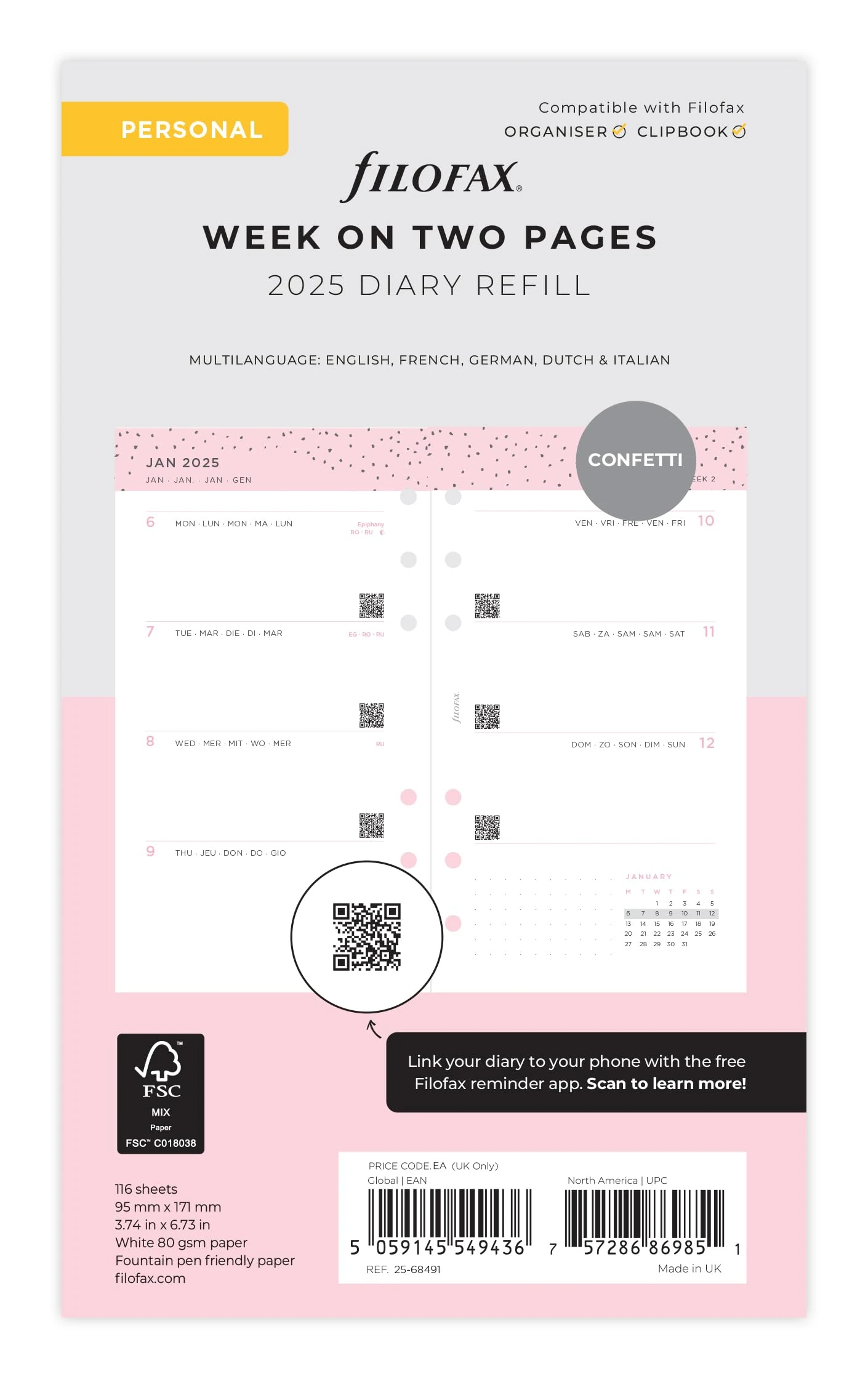 Personal Confetti week on two pages 2025