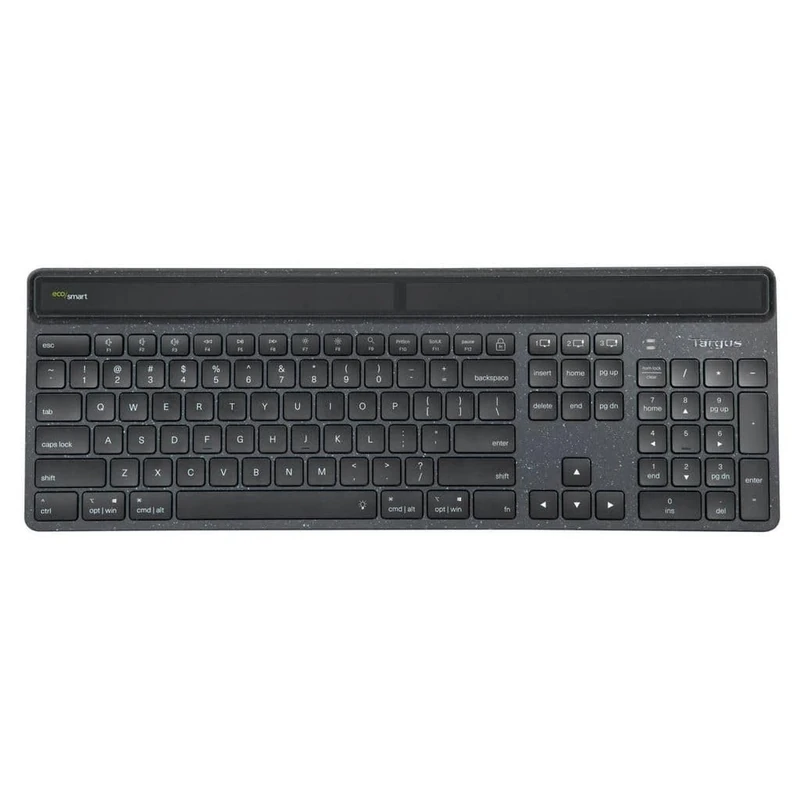 Targus EcoSmart - Keyboard - Sustainable Energy Generation - Antimicrobial - Backlit - Wireless - Bluetooth 5.0 - QWERTY - French - Key Switch: Scissors Key - Black - Image 1