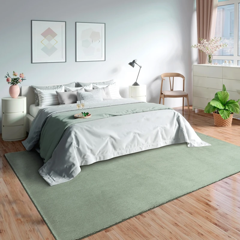 Mia's Teppiche Olivia Living Room/Bedroom Rug - washable - Green - 160 x 220 cm