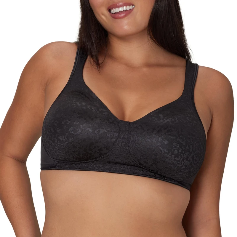 Playtex Women's 18 Hour 4745 Ultimate Lift & Support Wireless Full-Coverage Bra, Single or 2 Pack, Black Animal, 38D