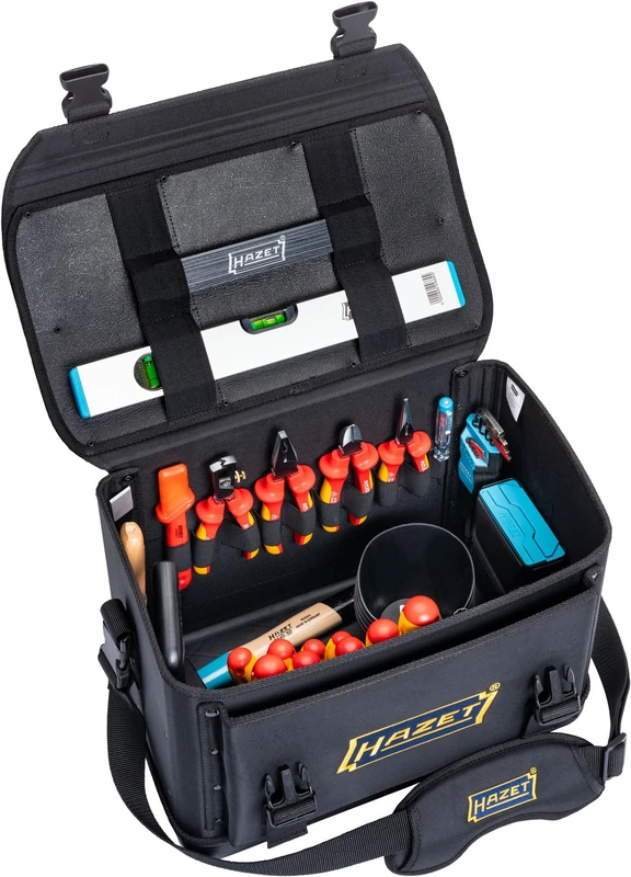 HAZET 191T-2/89 Large Tool Box with 89 Tools, Includes VDE Tools, Heavy Duty High Strength Polyester, Padded Shoulder Strap, Organized Compartments