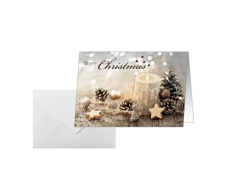 SIGEL DS098 Christmas Cards "Beige Christmas Candle" - A6-25 Cards + envelopes incl. envelopes