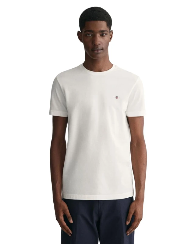 GANT Men's Slim Pique SS T-Shirt, Eggshell, XL