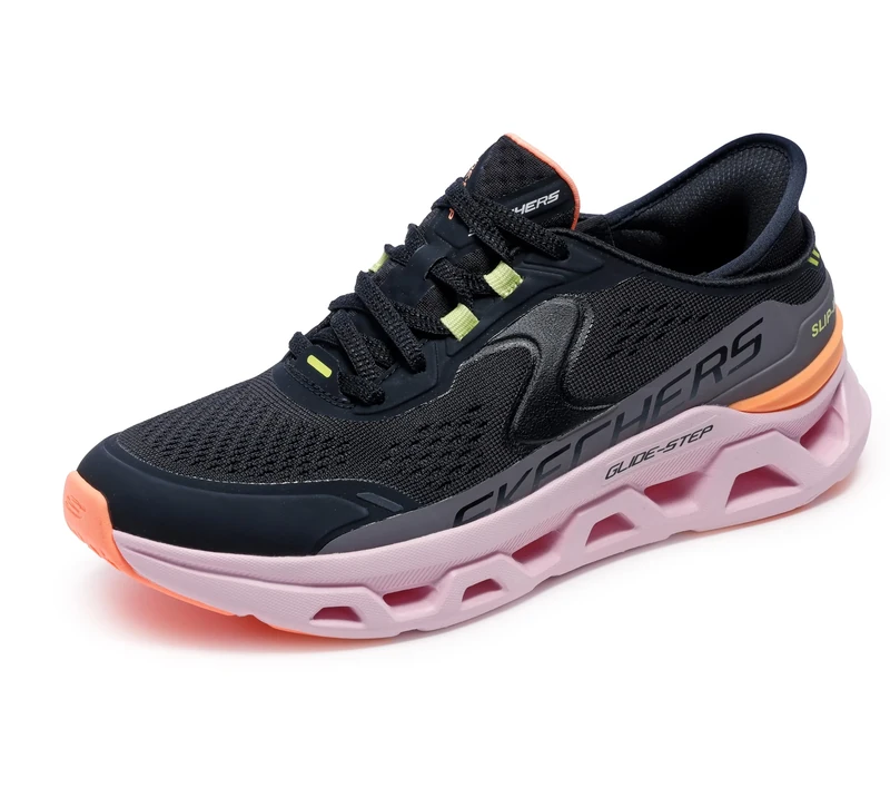 Skechers Women's Glide-Step Atlus Hands Free Slip-in Trainers, bkmt Black Multicolor, 2 UK