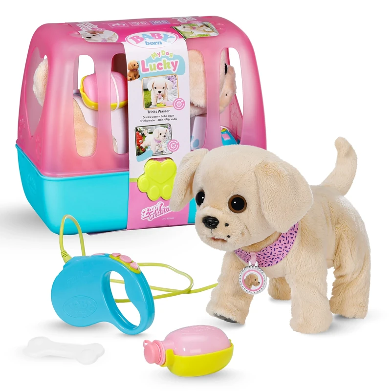 BABY born My Dog Lucky - Soft Toy with 5 different functions - Works with Batteries - Suitable for Children from 3 Years