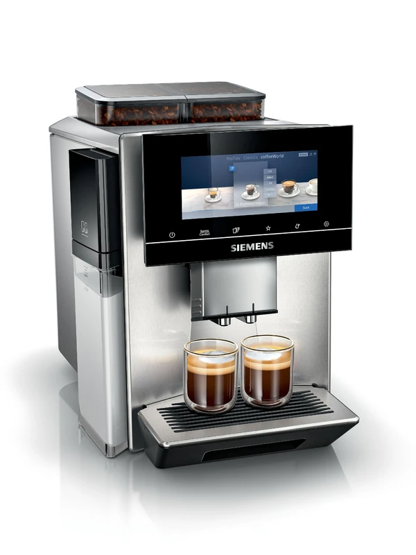 SIEMENS EQ900 Plus Fully Automatic Bean to Cup Coffee Machine, 6.8" Touch Screen Display, Auto Descaling/Cleaning, dual bean containers, baristaMode, beanIdent System, Home Connect, TQ907GZ3
