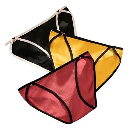 VHPNWJOB Underwear Women 3 Pcs Cotton Women'S Underwear T-Shaped Briefs Seamless Low Waist Triangle Panties-D-L-3Pcs