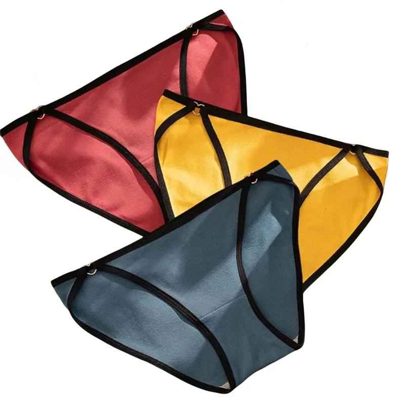 VHPNWJOB Underwear Women 3 Pcs Cotton Women'S Underwear T-Shaped Briefs Seamless Low Waist Triangle Panties-B-L-3Pcs