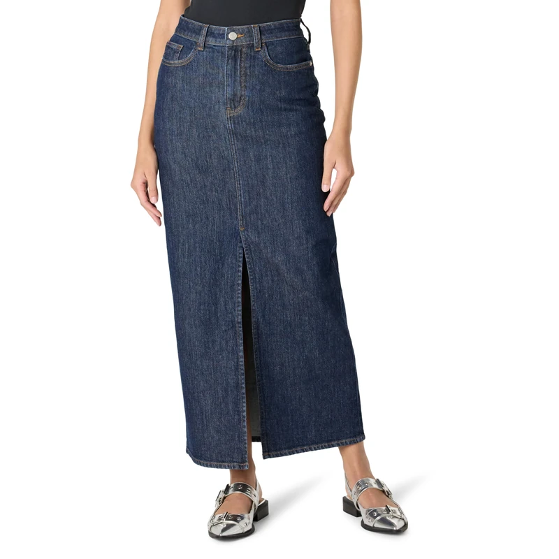 The Drop Women’s Rylie Maxi Denim Skirt with Front Slit, Dark Indigo, 2X, Plus Size - Image 1