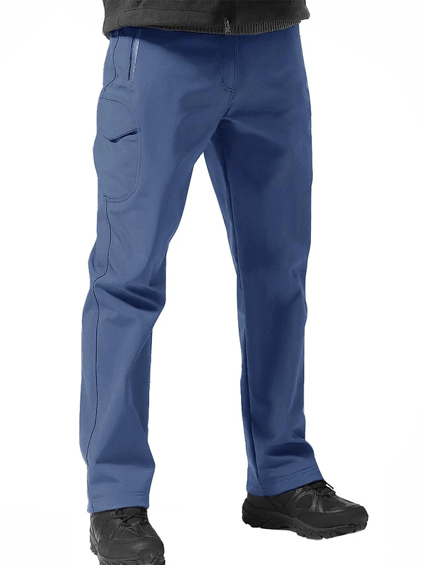 FREE SOLDIER Men's Winter Waterproof Ski Trousers Hunting Outdoor Trousers Windproof Thermal Trousers Winter Trousers Softshell Trousers for Climbing and Hiking Blue - Image 1