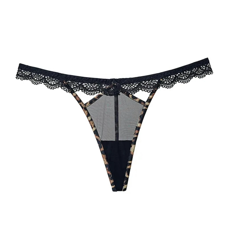 VHPNWJOB Underwear Women Thongs Leopard Temptation Thin Breathable Thread Peach Hip T-Shaped Panties-Leopard-S (Hip 82-86Cm)-1Pc