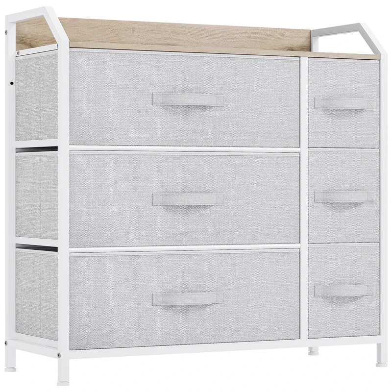 YITAHOME Chest of Drawer with 6 Drawers for Bedroom Fabric Dresser Storage Drawers With Handles Metal Frame for Living Room, Hallway,Light Gray