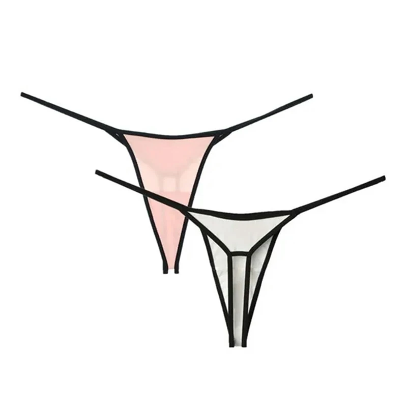 VHPNWJOB Underwear Women G-Shaped Pants Thong Women Thin Belt T-Back Underwear Seamless Bikini Brief Plus Size-Pi White-L