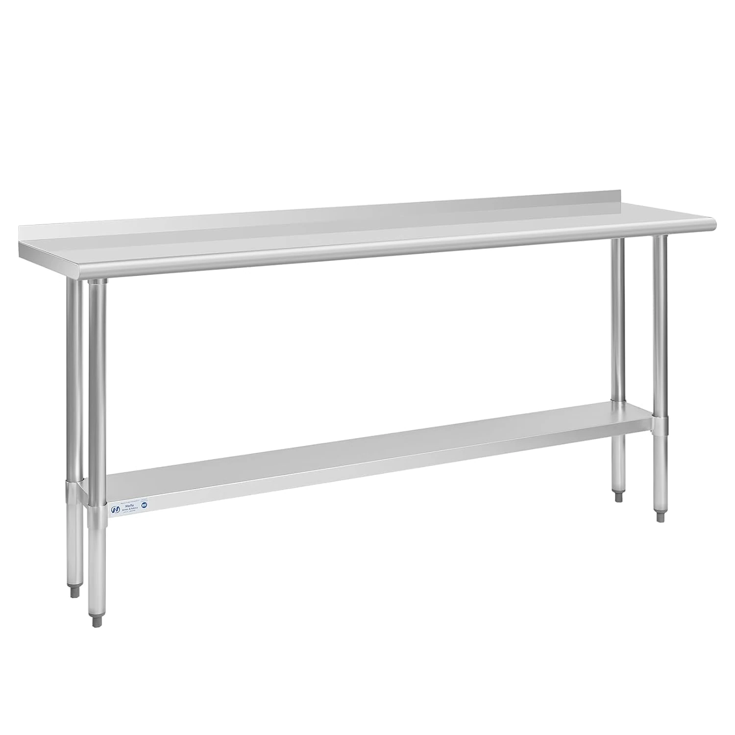 Hally Stainless Steel Table for Prep & Work 14 x 72 Inches, NSF Commercial Heavy Duty Table with Undershelf and Backsplash for Restaurant, Home and Hotel