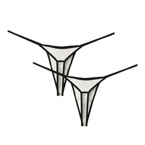 VHPNWJOB Underwear Women G-Shaped Pants Thong Women Thin Belt T-Back Underwear Seamless Bikini Brief Plus Size-2Pcs White-L