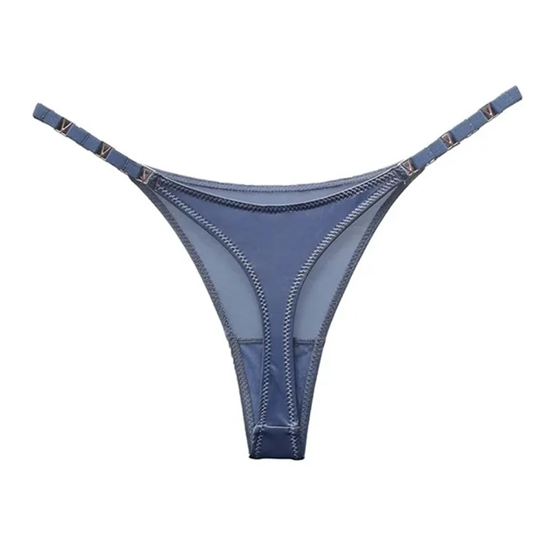VHPNWJOB Underwear Women T-Shaped Panties Fitness Exercise Hip Lifting Low Waist High Fork T-Back Thongs Women-Blue T-Back-M-1Pc
