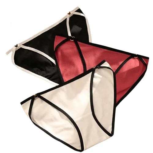 VHPNWJOB Underwear Women 3 Pcs Cotton Women'S Underwear T-Shaped Briefs Seamless Low Waist Triangle Panties-E-L-3Pcs