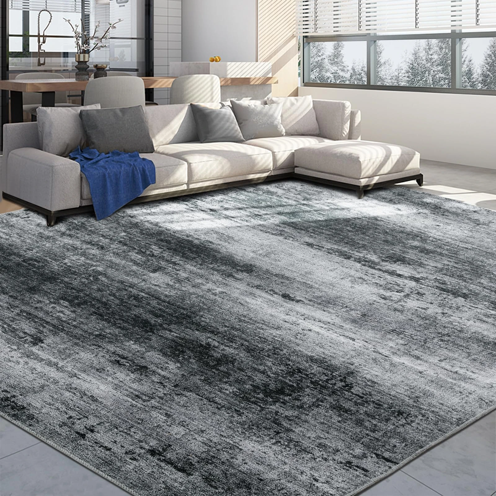 BALAPET 10x14 Modern Abstract Area Rug for Living Room Bedroom, Large Machine Washable Boho Floor Carpet with Non-Slip Backing for Indoor Office Dining Room, Home Deco Non-Shedding