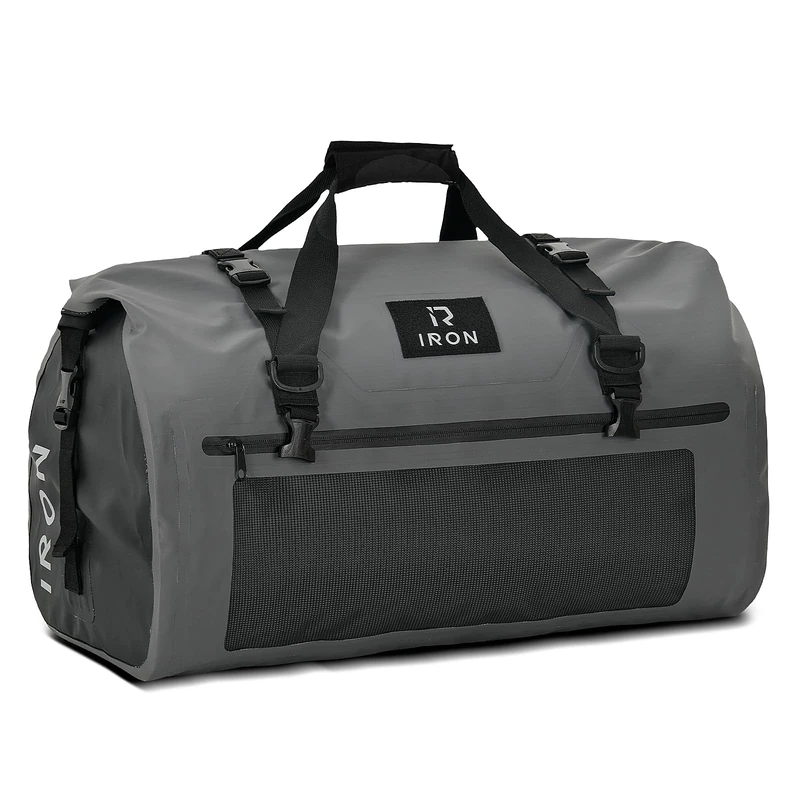 BORLENI Motorcycle Rear Bag Waterproof Luggage Roll Motorcycle Bag Waterproof Motorcycle Bag Saddle Bags Travel Bag Reflective for Hiking, Cycling, Travel, Camping, Outdoor, Kayaking, 30 L, Grey