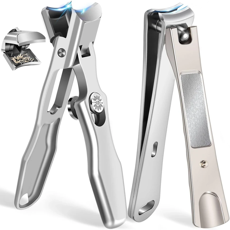Nail Clippers for Men Thick Nails, 2024 Upgrade Large Toenail Clippers for Seniors Thick Toenails with Wide Opening, Ultra Sharp Anti Splash Fingernail Clipper Cutter Long Handle with Catcher