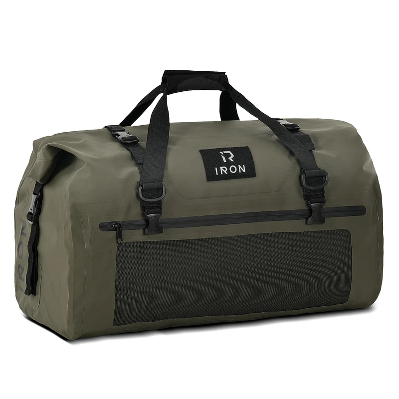 BORLENI Motorcycle Rear Bag Waterproof Luggage Roll Motorcycle Bag Waterproof Motorcycle Bag Saddle Bags Travel Bag Reflective for Hiking, Cycling, Travel, Camping, Outdoor, Kayaking, 70 L, Olive