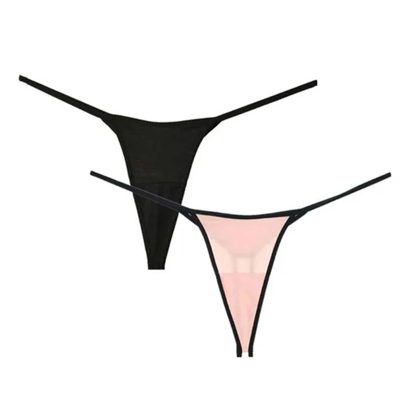 VHPNWJOB Underwear Women G-Shaped Pants Thong Women Thin Belt T-Back Underwear Seamless Bikini Brief Plus Size-Black P-L