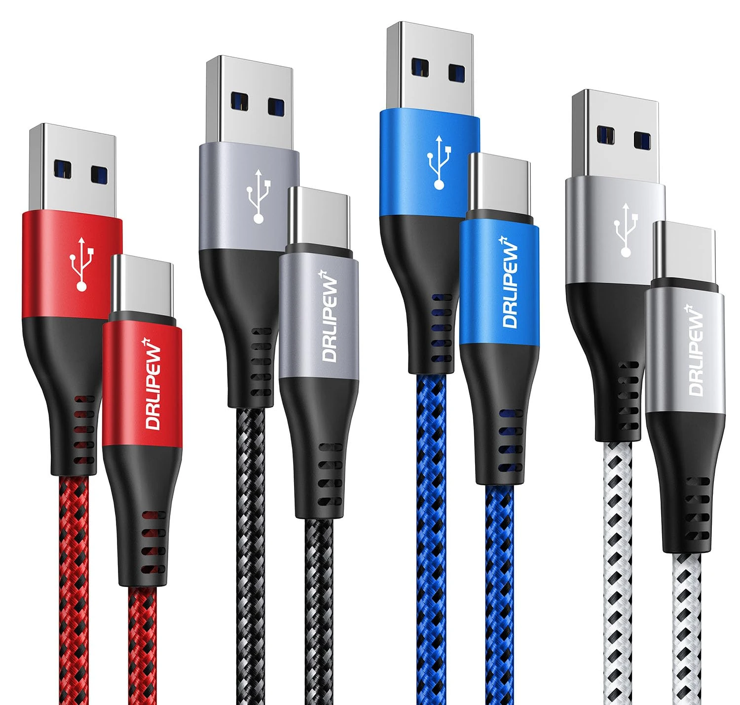 DRLIPEW USB C Charger Cable 3M 4-Pack, Long USB to USB C Charger Cable Type C Cable Fast Charge Nylon Braided for PS5, Switch, Samsung Galaxy S21 S22 S23 S24 S20 Plus Ultra 5G, Note 20, Pixel, Xperia