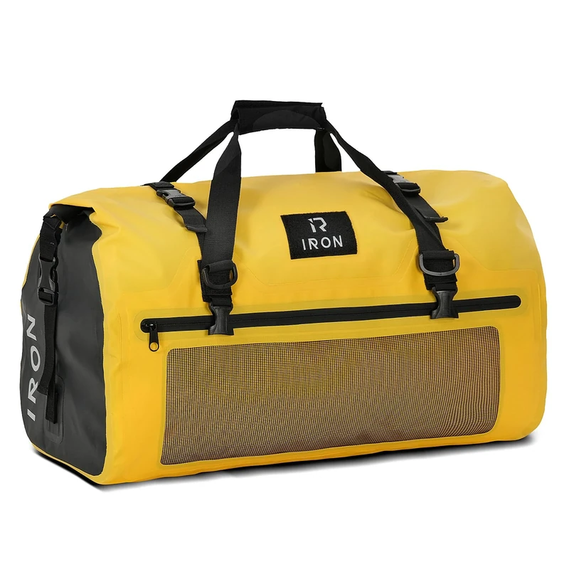 BORLENI Motorcycle Rear Bag Waterproof Luggage Roll Motorcycle Bag Waterproof Motorcycle Bag Saddle Bags Travel Bag Reflective for Hiking, Cycling, Travel, Camping, Outdoor, Kayaking, Yellow, 50 L