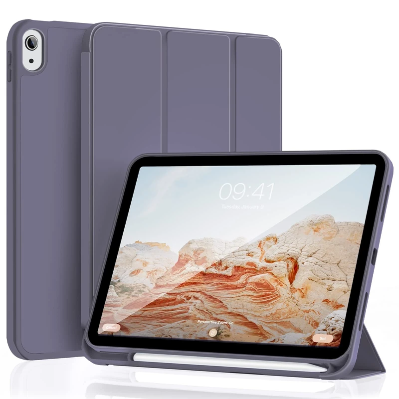 KVTVOU Case for iPad A16 11th Generation 2025 / iPad 10th Generation 2022 10.9 Inch, Trifold Stand, Protective Soft TPU Back, Classic Slim Cover with Pencil Holder, Auto Wake/Sleep, Purple
