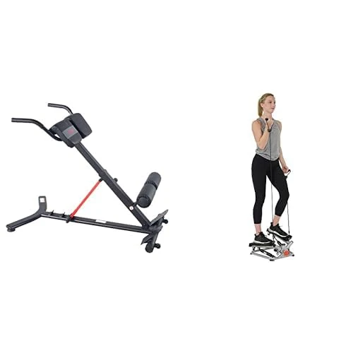 Sunny Health & Fitness Advanced Twist Stepper Machine with Resistance Bands - SF-S0979 + Unisex's Station-SF-BH620062 Hyperextension Roman Chair with Dip Station
