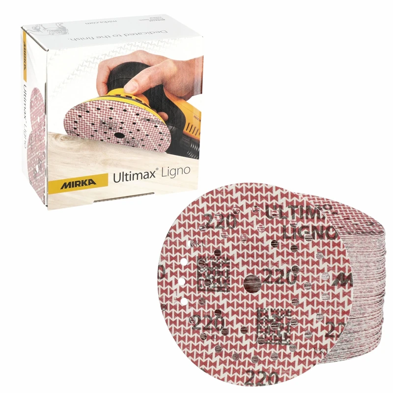 Mirka Ultimax Ligno Ø 125mm sanding discs Hook & Loop Multifit/grit 220/100 pieces/multi-perforation/for sanding wooden surfaces